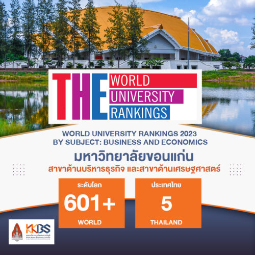 มข.ติดอันดับ 5 ประเทศไทย ในการจัดอันดับจาก Times Higher Education  สาขาด้านบริหารธุรกิจ และสาขาด้านเศรษฐศาสตร์ - มหาวิทยาลัยขอนแก่น